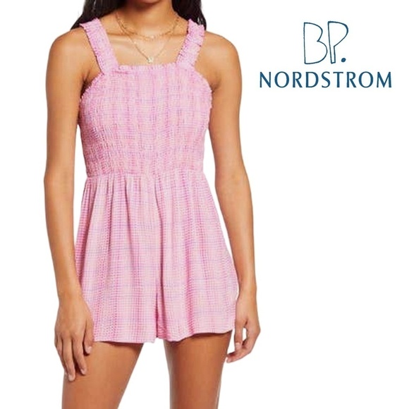 Nordstrom BP Romper Playsuit 100% Rayon Shirred Smocked Ruffles Fluttery NWOT - Picture 1 of 15